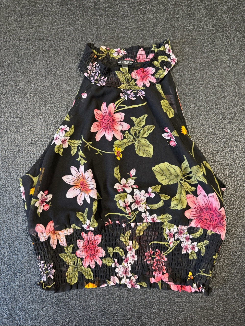 Guess Floral Halter Top Size M Sleeveless Cottagecore y2k Boho Festival Fairy